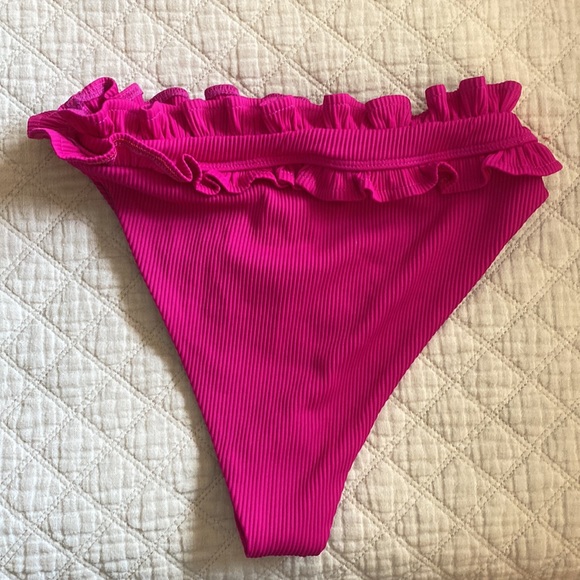 Beach Riot Hot Pink High Waist Ruffle Bikini Set - Picture 4 of 6